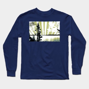 Retro Lake Yellowstone in yellow and green Long Sleeve T-Shirt